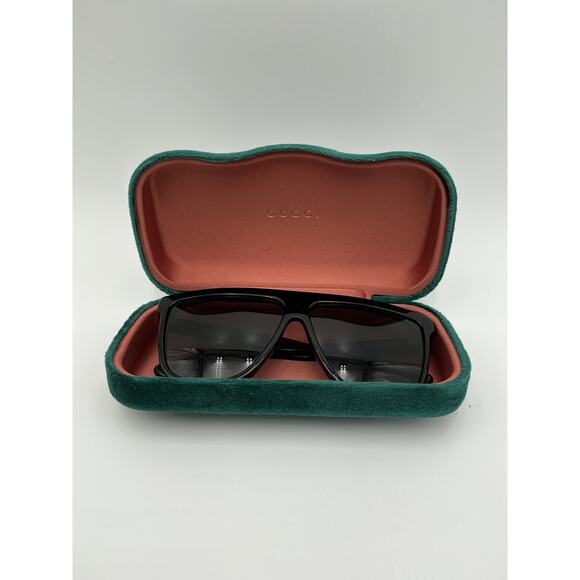 Gucci Rectangular 'Frame' Black Acetate Flat Top Sunglasses Size OS - Picture 2 of 6